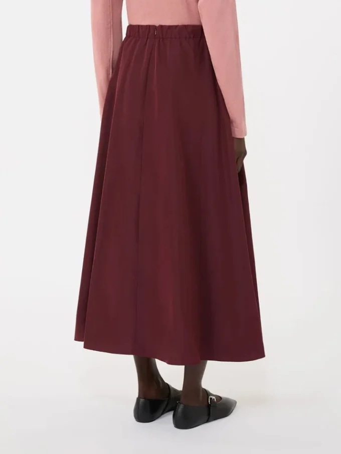 Long taffeta skirt, bordeaux