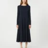 Long viscose jersey dress, navy Long viscose jersey dress, navy