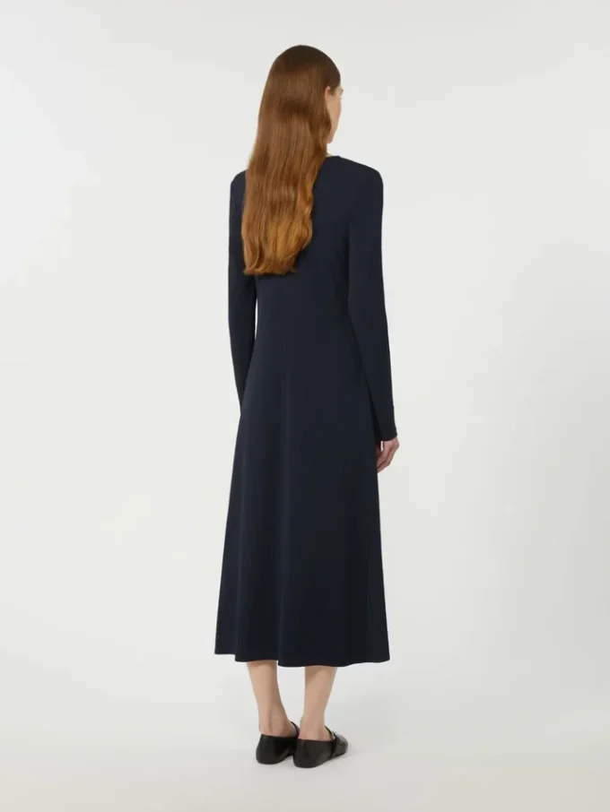 Long viscose jersey dress, navy Long viscose jersey dress, navy