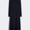 Long viscose jersey dress, navy Long viscose jersey dress, navy