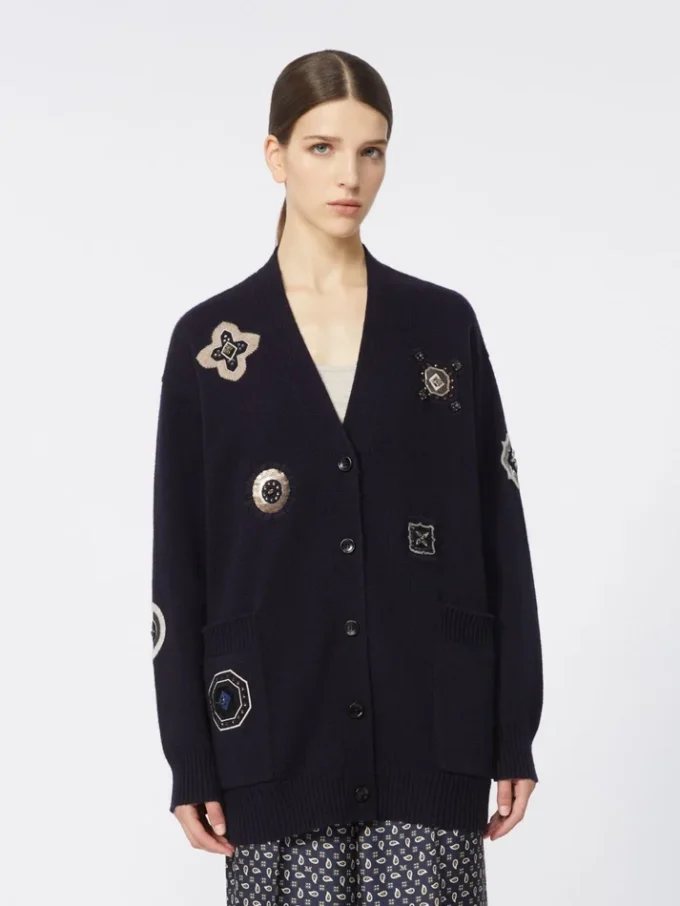 Long wool and cashmere cardigan, ultramarine Long wool and cashmere cardigan, ultramarine