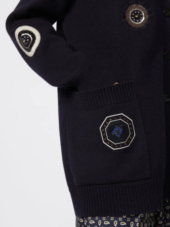 Long wool and cashmere cardigan, ultramarine Long wool and cashmere cardigan, ultramarine