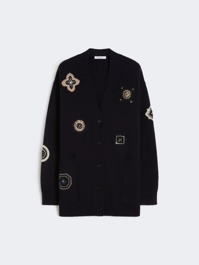 Long wool and cashmere cardigan, ultramarine Long wool and cashmere cardigan, ultramarine