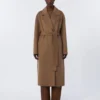 Long wool broadcloth coat, camel