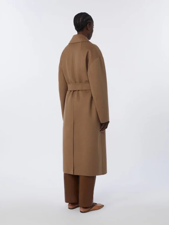 Long wool broadcloth coat, camel