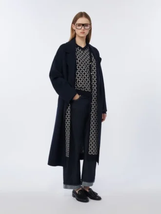 Long wool broadcloth coat, midnightblue