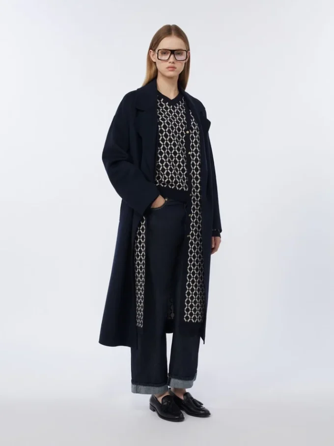 Long wool broadcloth coat, midnightblue