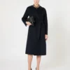 Long wool, cashmere and silk coat, navy Long wool, cashmere and silk coat, navy