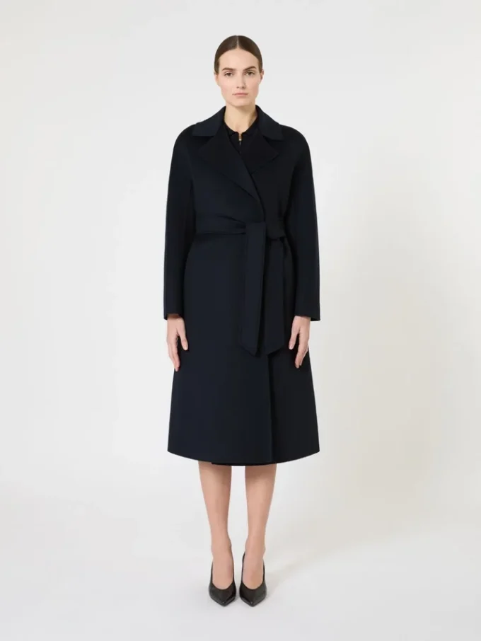 Long wool, cashmere and silk coat, navy Long wool, cashmere and silk coat, navy