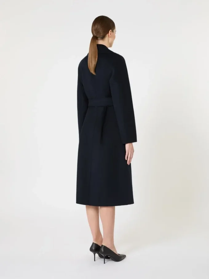 Long wool, cashmere and silk coat, navy Long wool, cashmere and silk coat, navy