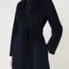 Long wool, cashmere and silk coat, navy Long wool, cashmere and silk coat, navy