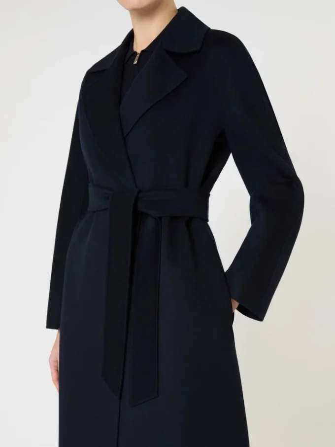 Long wool, cashmere and silk coat, navy Long wool, cashmere and silk coat, navy