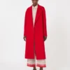 Long wool, cashmere and silk coat, red Long wool, cashmere and silk coat, red