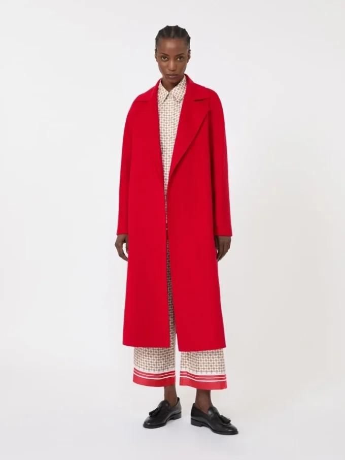 Long wool, cashmere and silk coat, red Long wool, cashmere and silk coat, red