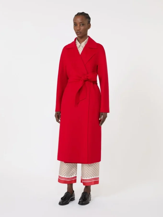 Long wool, cashmere and silk coat, red Long wool, cashmere and silk coat, red