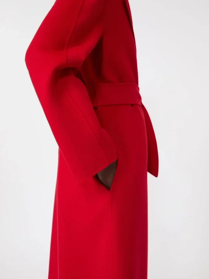 Long wool, cashmere and silk coat, red Long wool, cashmere and silk coat, red