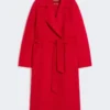 Long wool, cashmere and silk coat, red Long wool, cashmere and silk coat, red