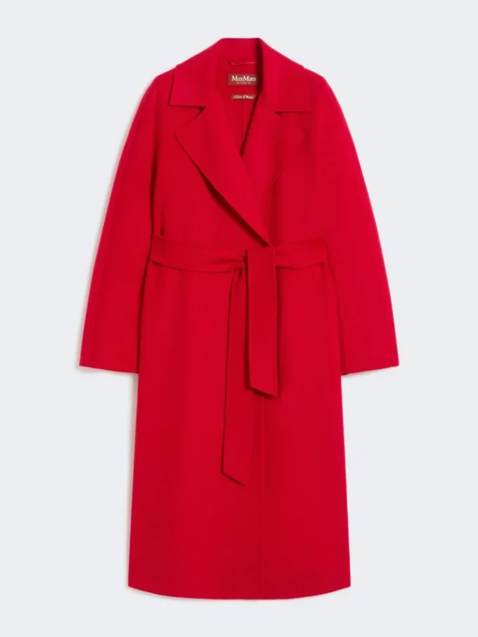 Long wool, cashmere and silk coat, red Long wool, cashmere and silk coat, red
