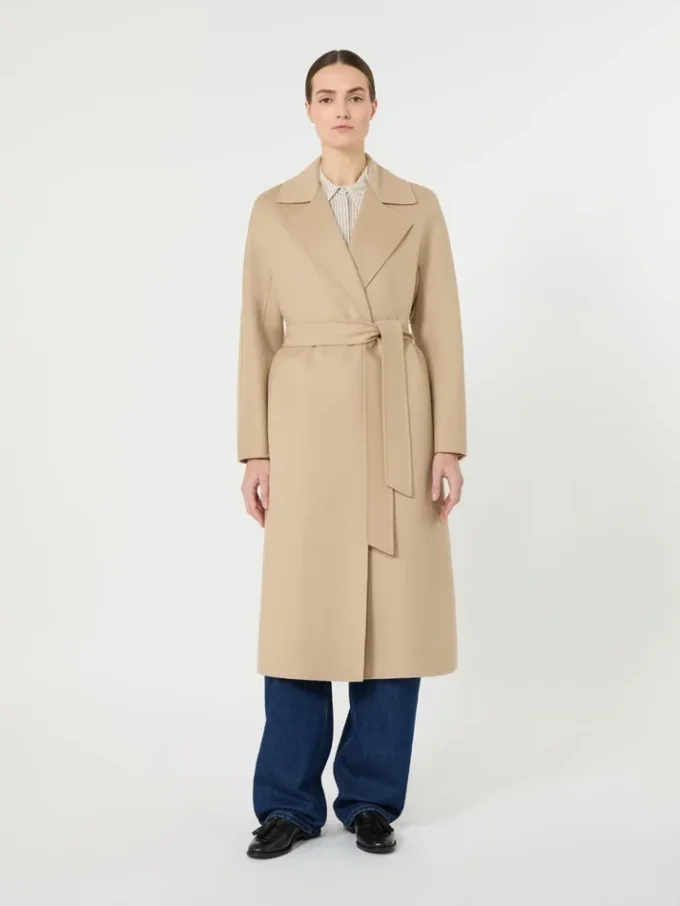 Long wool, cashmere and silk coat, sand Long wool, cashmere and silk coat, sand