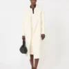 Long wool, cashmere and silk coat, white Long wool, cashmere and silk coat, white