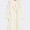 Long wool, cashmere and silk coat, white Long wool, cashmere and silk coat, white