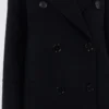 Long wool coat with half-belt detail, black Long wool coat with half-belt detail, black