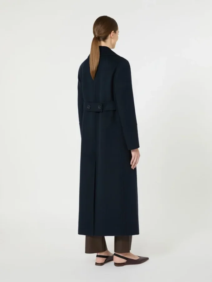 Long wool coat with half-belt detail, midnightblue Long wool coat with half-belt detail, midnightblue