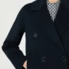 Long wool coat with half-belt detail, midnightblue Long wool coat with half-belt detail, midnightblue
