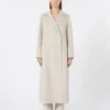 Long wool coat with half-belt detail, sand Long wool coat with half-belt detail, sand