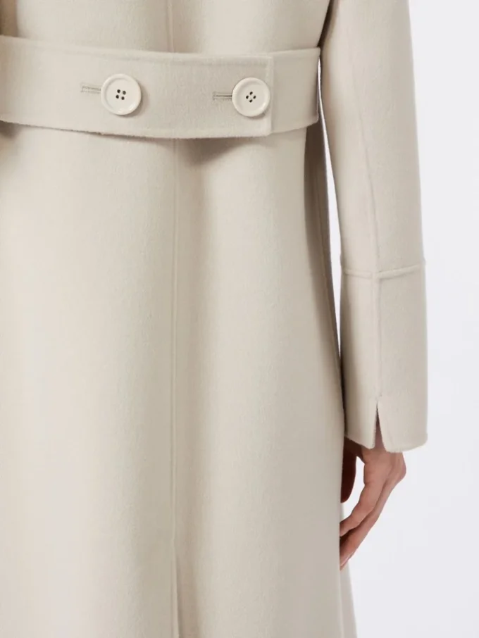 Long wool coat with half-belt detail, sand Long wool coat with half-belt detail, sand