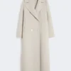 Long wool coat with half-belt detail, sand Long wool coat with half-belt detail, sand
