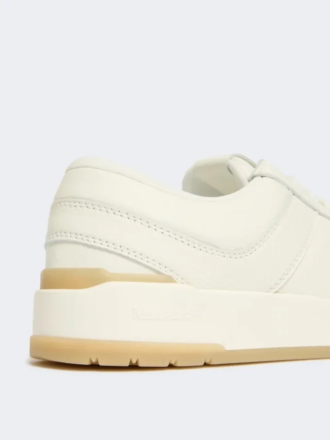 Low-top trainers in tumbled leather, white