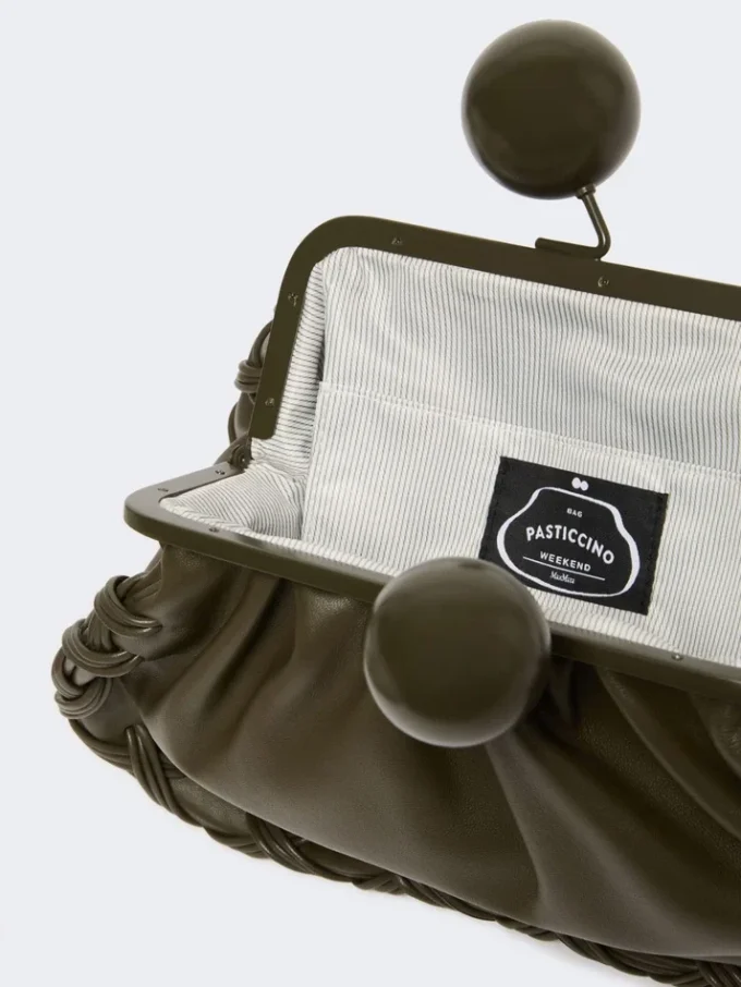 Medium nappa leather pasticcino bag, kaki