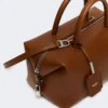 Medium natural leather bowler bag, amber brown
