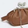 Medium pasticcino bag in glossy nappa leather, tobacco