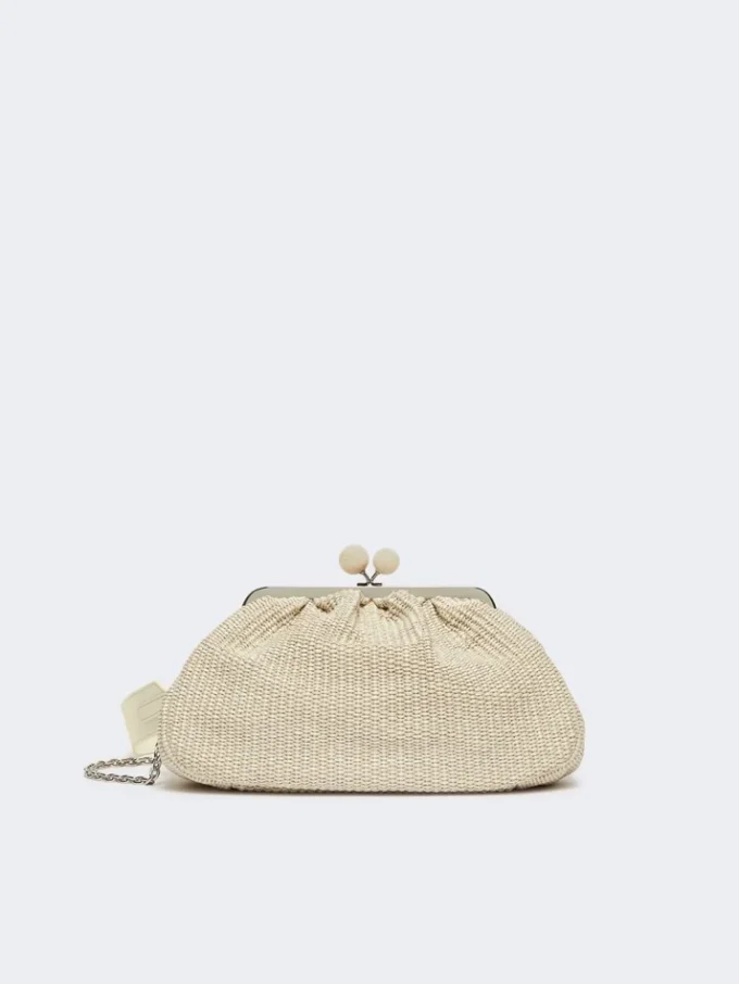Medium raffia-effect pasticcino bag, turtledove