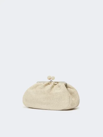 Medium raffia-effect pasticcino bag, turtledove