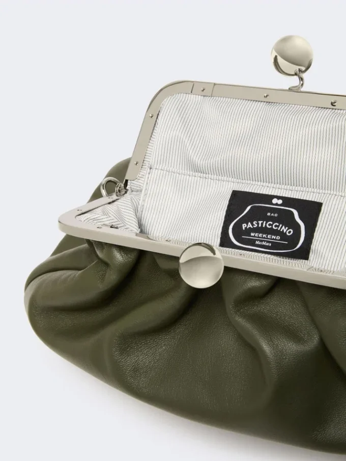 Medium sheepskin pasticcino bag, dark green