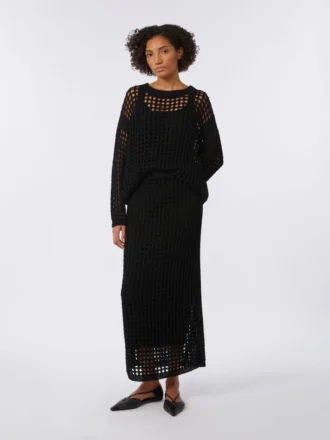 Mesh cotton skirt, black
