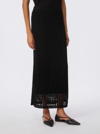 Mesh cotton skirt, black
