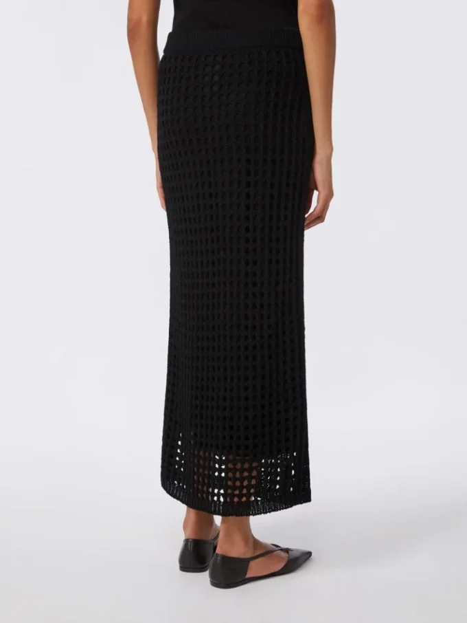 Mesh cotton skirt, black