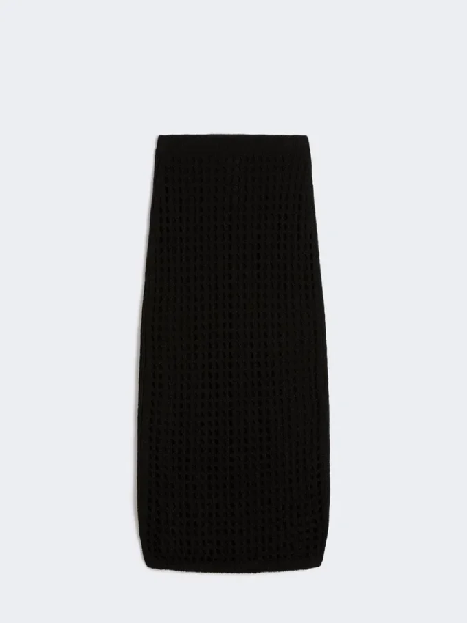 Mesh cotton skirt, black