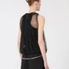 Mesh top with crystals, black