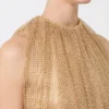 Mesh top with crystals, camel