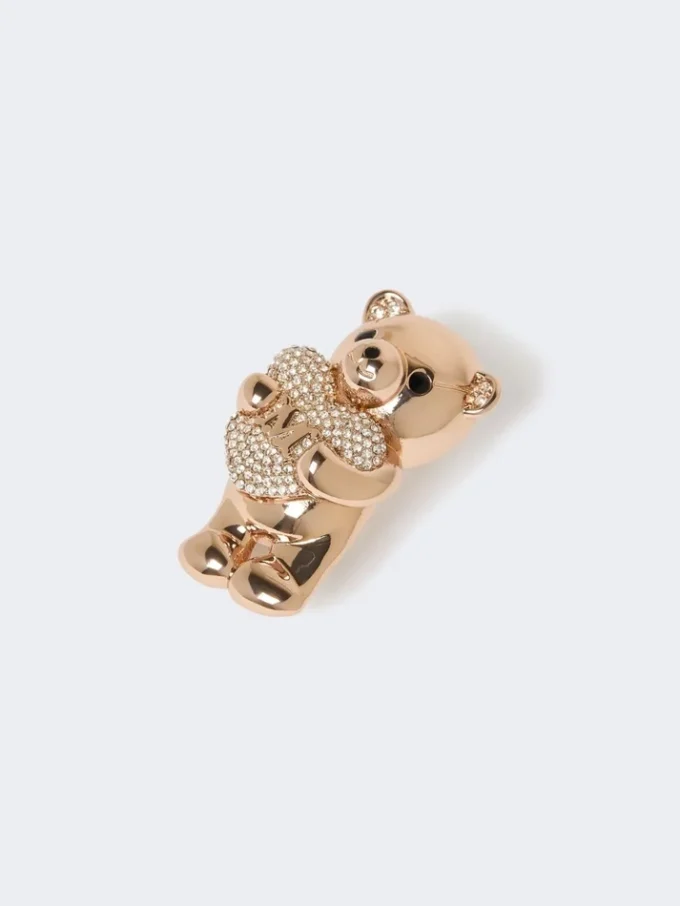 Metal brooch with rhinestones, antique rose