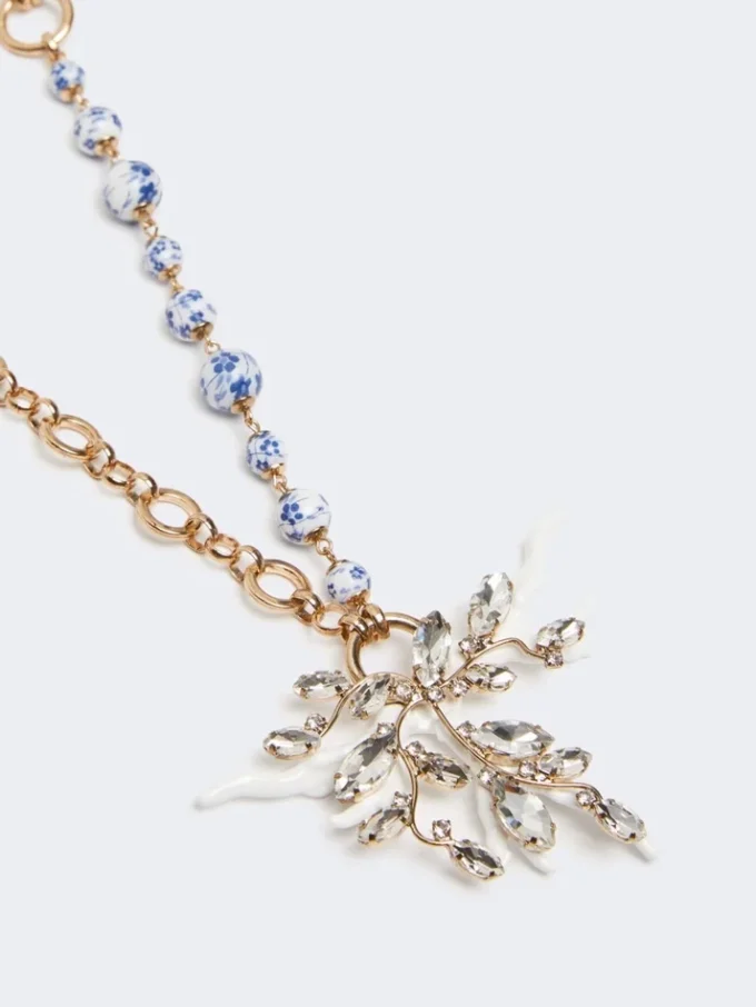 Metallic and ceramic chain necklace, gold Metallic and ceramic chain necklace, gold