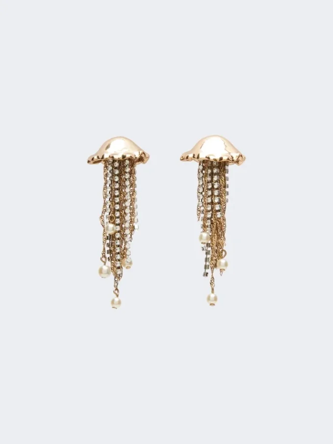 Metallic earrings, gold