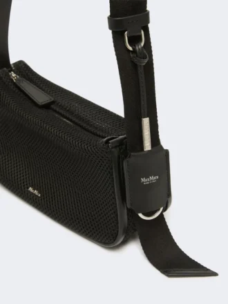 Micro handbag in technical mesh, black