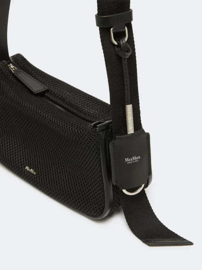 Micro handbag in technical mesh, black