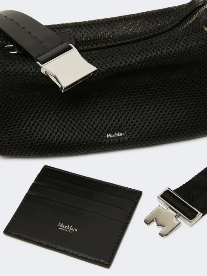 Micro handbag in technical mesh, black